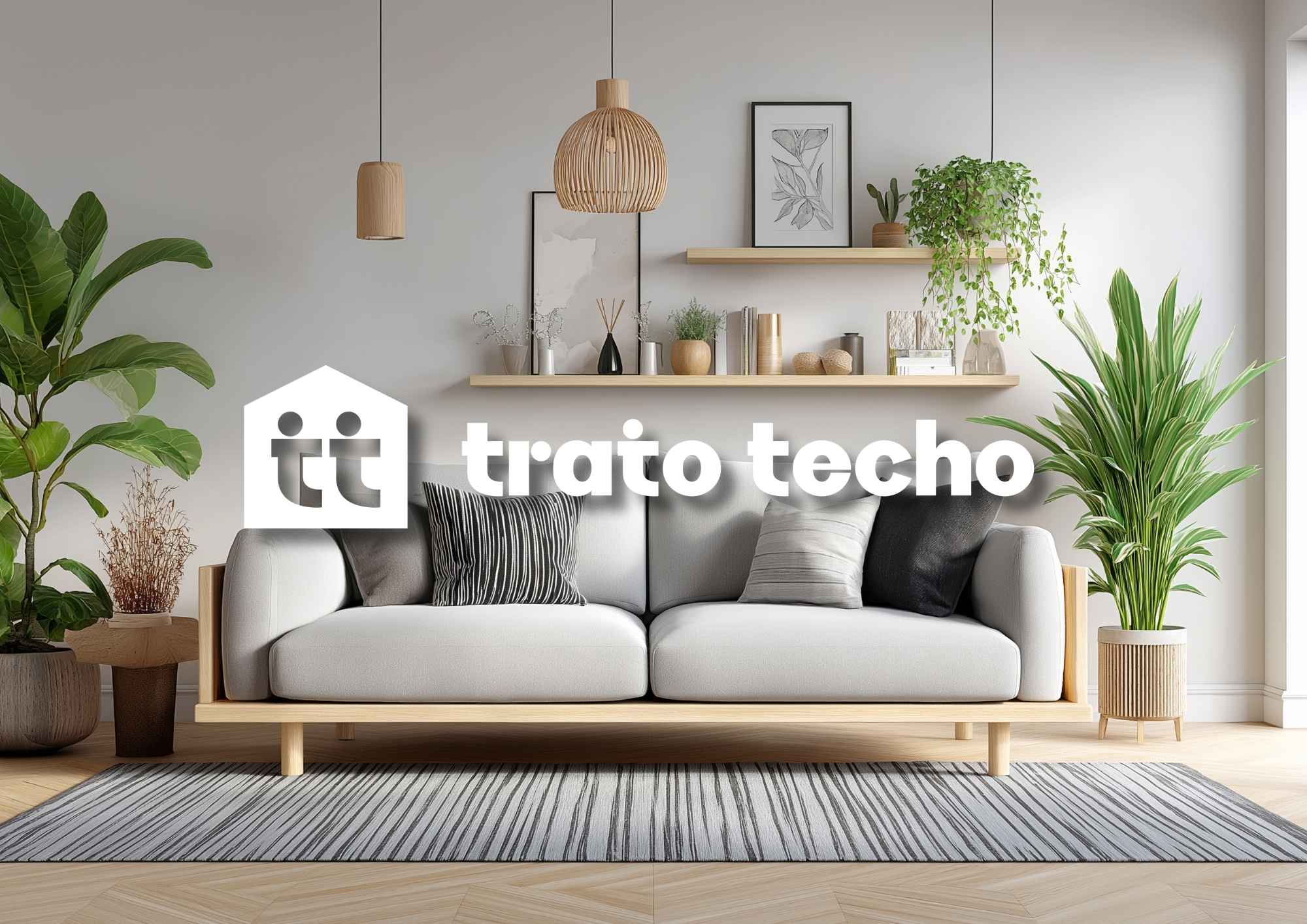 Logotipo Trato Techo sobre interior de piso